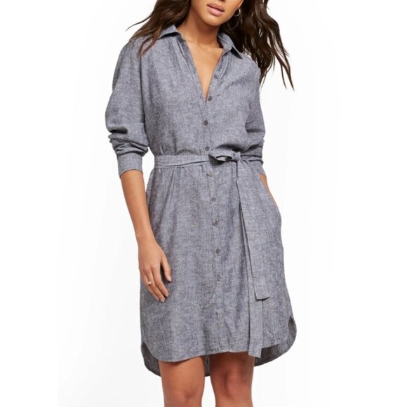 New York & Company Soho Womens Gray Long-Sleeve Button-Down Shirtdress Medium - Picture 15 of 16